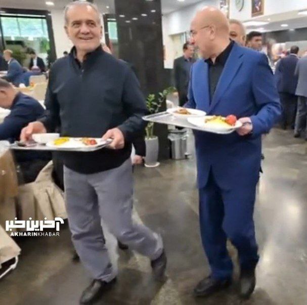 عکس| سرو ناهار دونفره قالیباف و پزشکیان در حاشیه جلسات رای اعتماد
