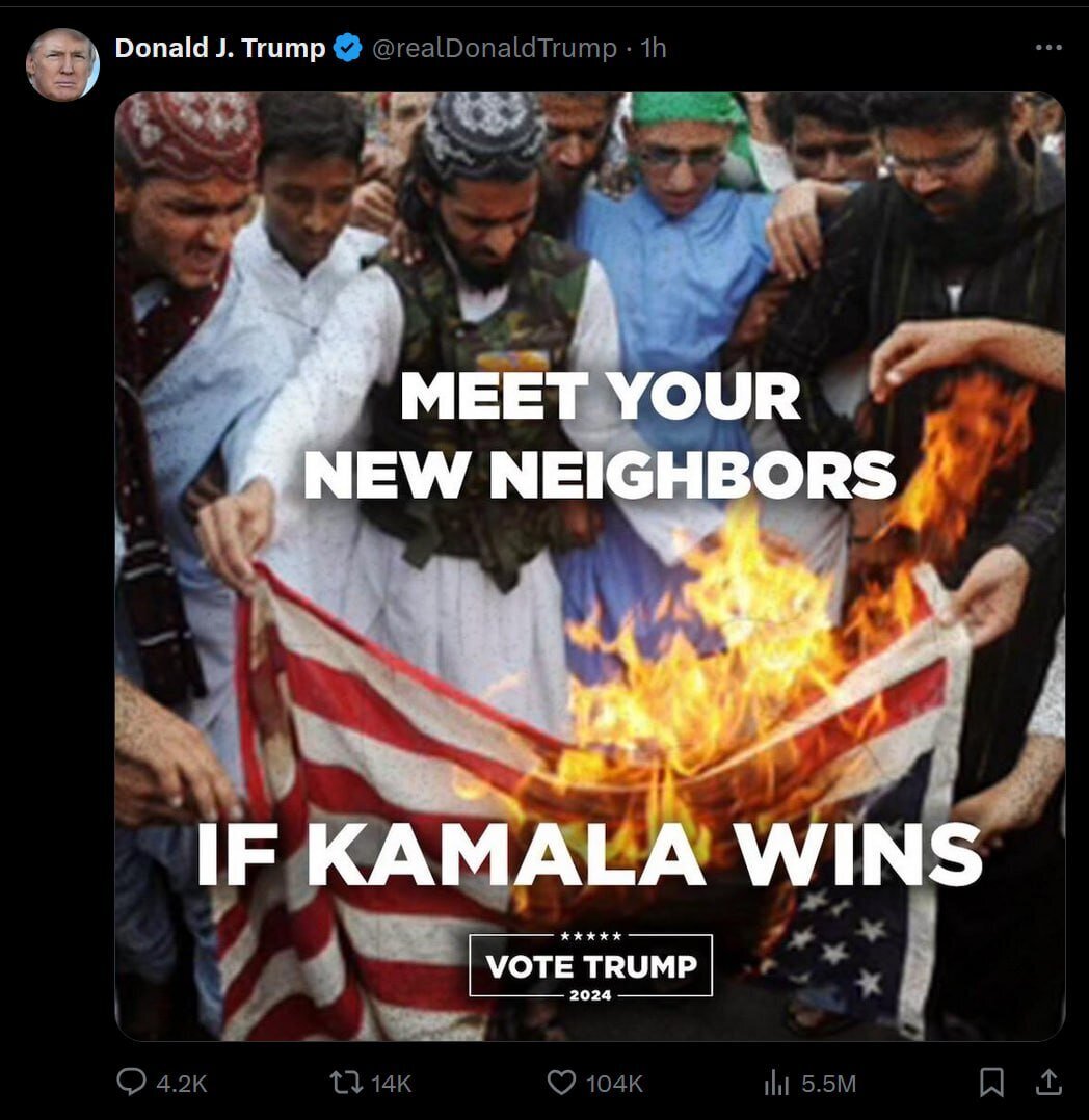 عکس| حمله جدید ترامپ به کامالا هریس با استفاده از افغانستانی‌ها