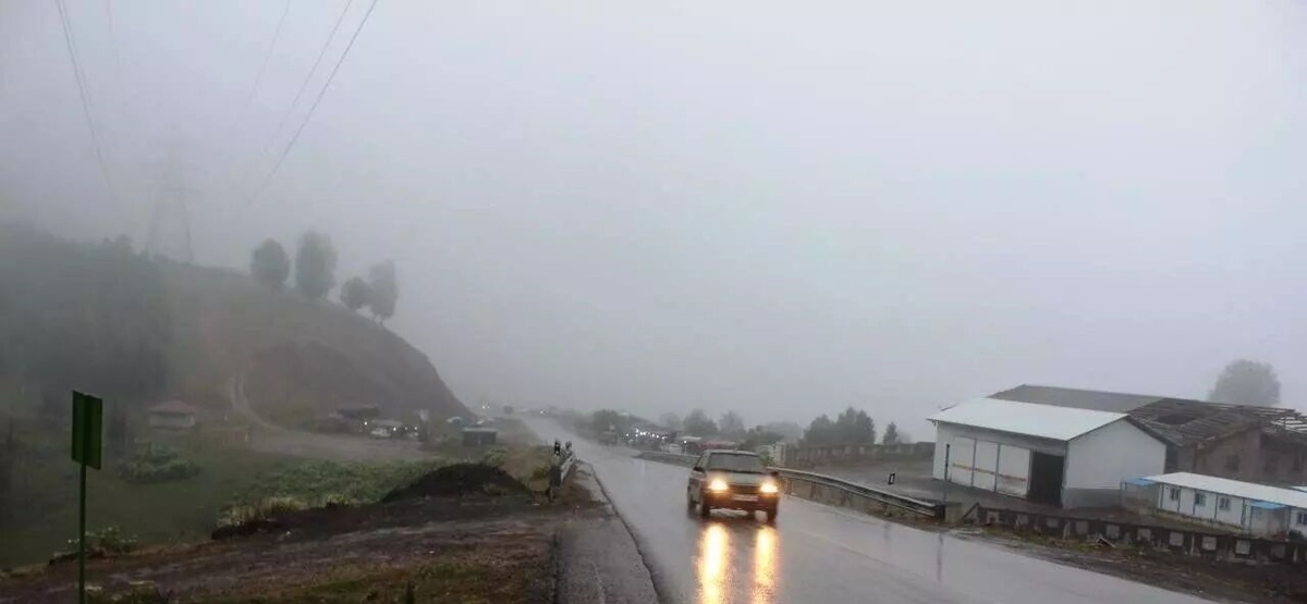 بارش شدید باران در جاده کرج - چالوس