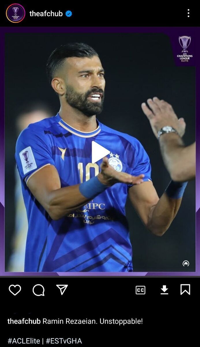 عکس/ تمجید صفحه کنفدراسیون فوتبال آسیا از رامین رضاییان عکس/ تمجید صفحه کنفدراسیون فوتبال آسیا از رامین رضاییان