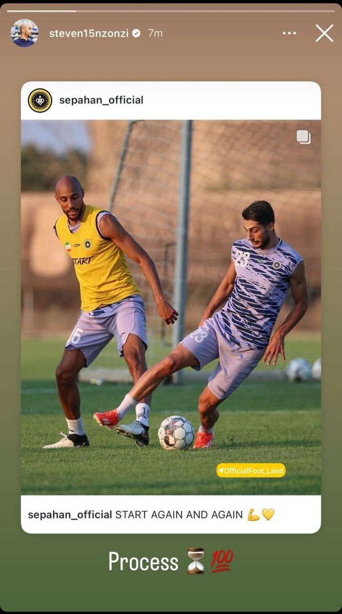 عکس| استوری استیون انزونزی از تمرینات سپاهان