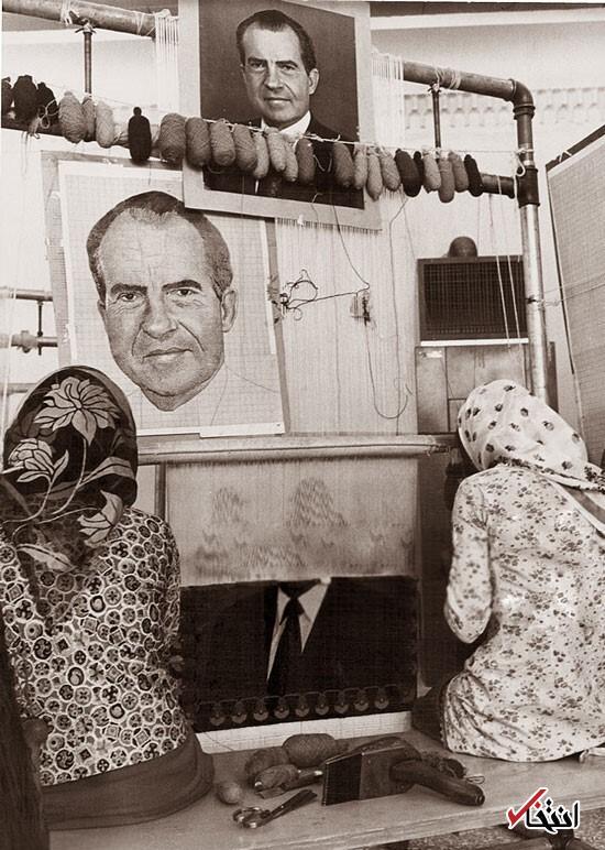 عکس/ طراحی دو زن قالیباف ایرانی؛ رئیس جمهور آمریکا بر روی فرش ایرانی