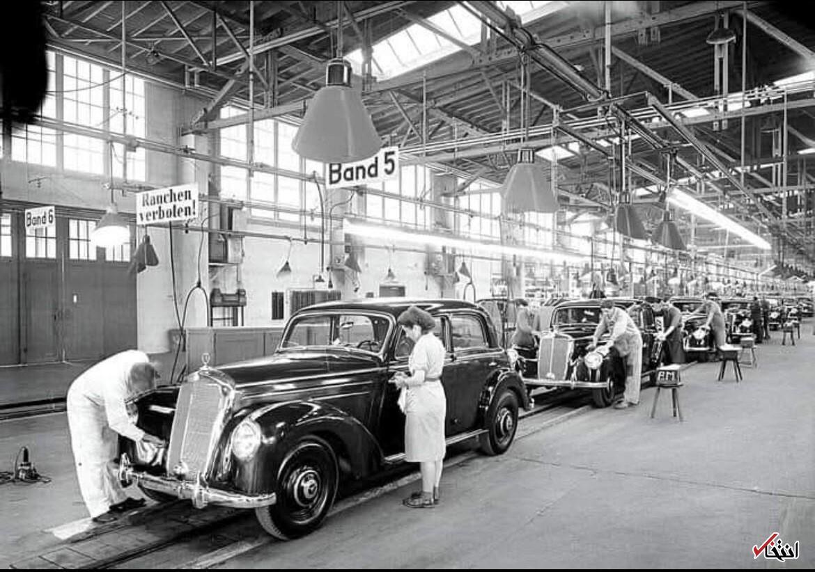 عکس/ خط تولید مرسدس بنز در آلمان ۷۰ سال قبل