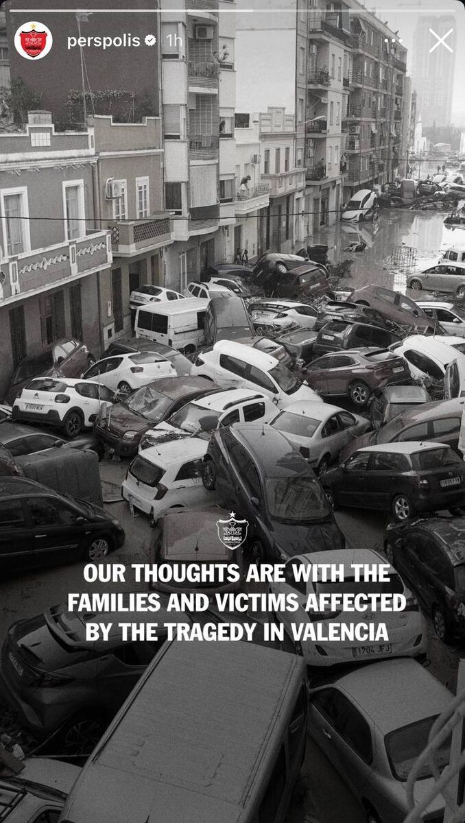 عکس/ استوری پرسپولیس برای قربانیان حادثه والنسیا