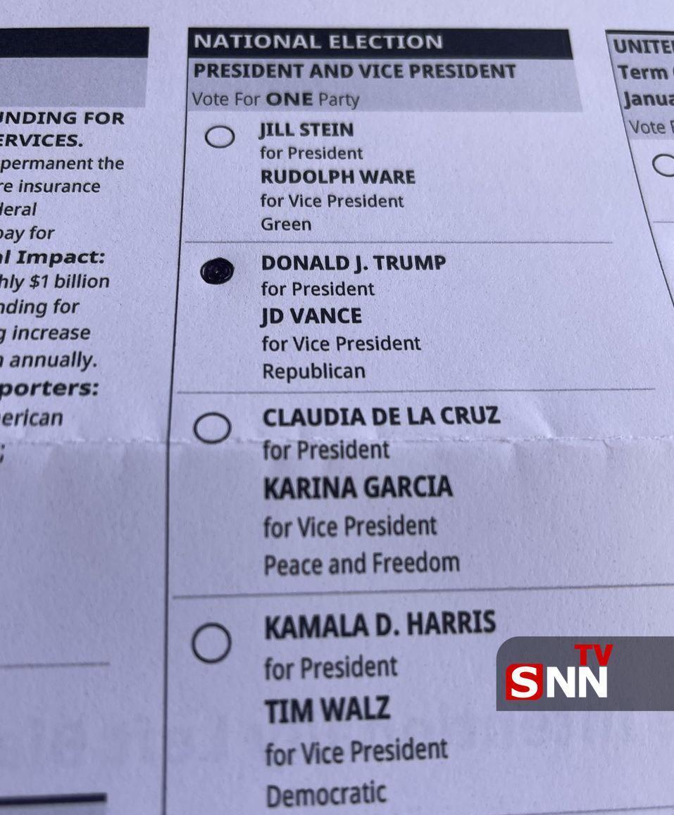 عکس/نمونه برگه رای انتخابات ریاست جمهوری آمریکا