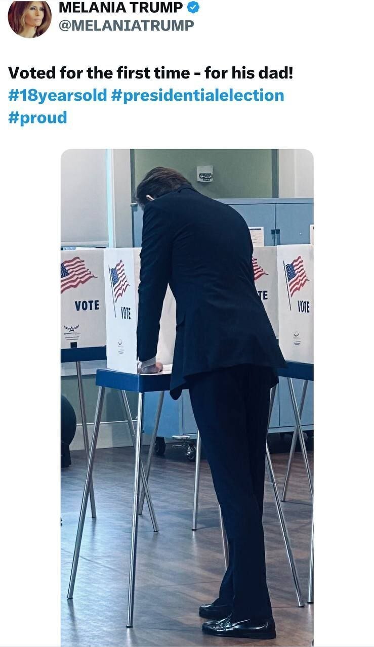 عکس/ نخسین رای بارون ترامپ به نفع پدر