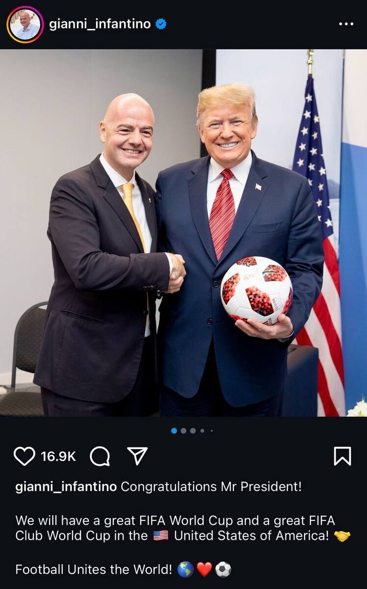 عکس/ پیام تبریک اینفانتینو به ترامپ پس از پیروزی در انتخابات آمریکا عکس/ پیام تبریک اینفانتینو به ترامپ پس از پیروزی در انتخابات آمریکا