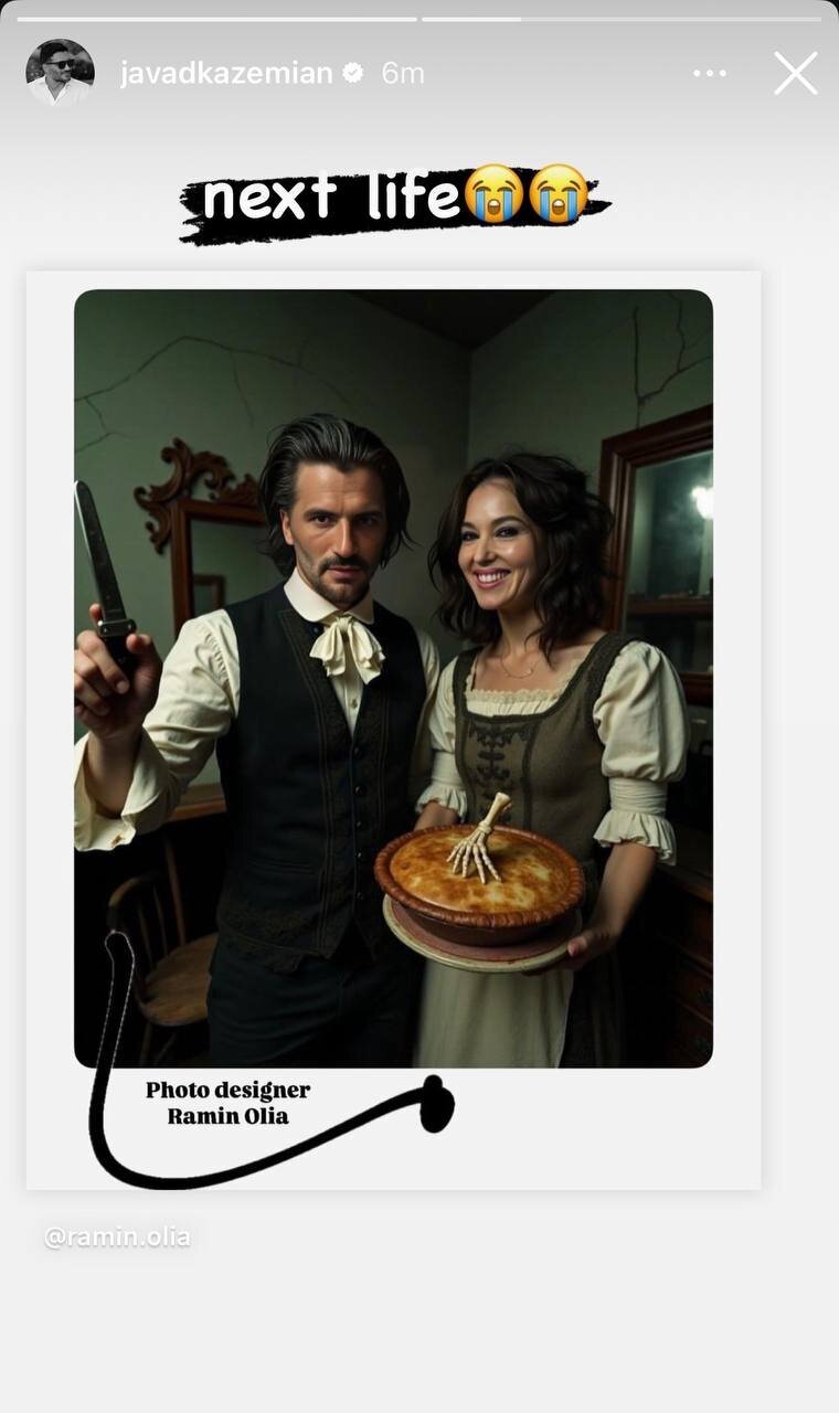 عکس/ ژست بامزه جواد کاظمیان کنار مونیکا بلوچی