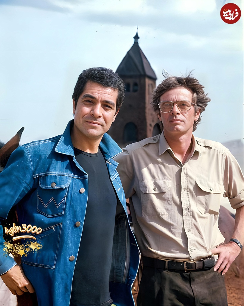 عکس/ «بهروز وثوقی و مایکل سارازین» در پشت صحنه فیلم کاروان ها؛ سال ۱۹۷۸
