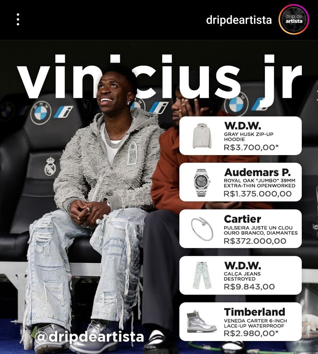 عکس/ تیپ و استایل ۲۲ میلیاردی وینیسیوس در بازی با ختافه