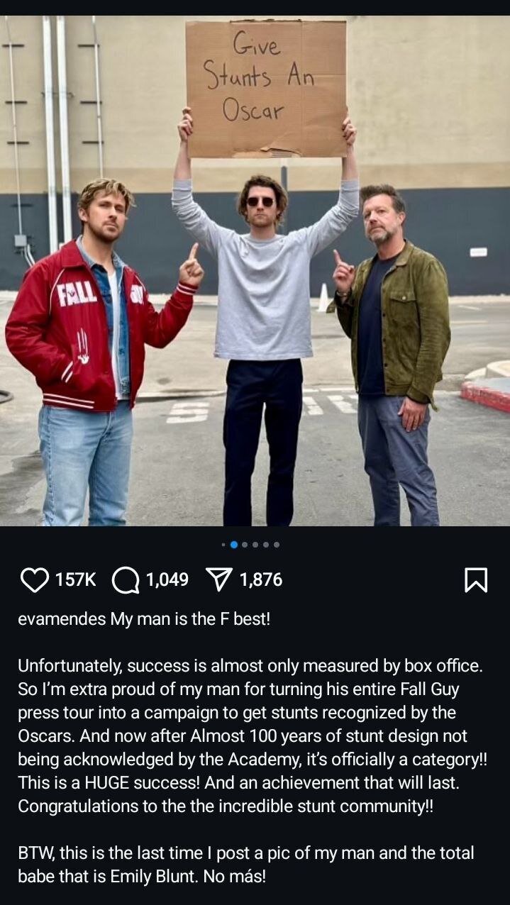 حمایت عاشقانه همسر رایان گاسلینگ از او در اینستاگرام حمایت عاشقانه همسر رایان گاسلینگ از او در اینستاگرام