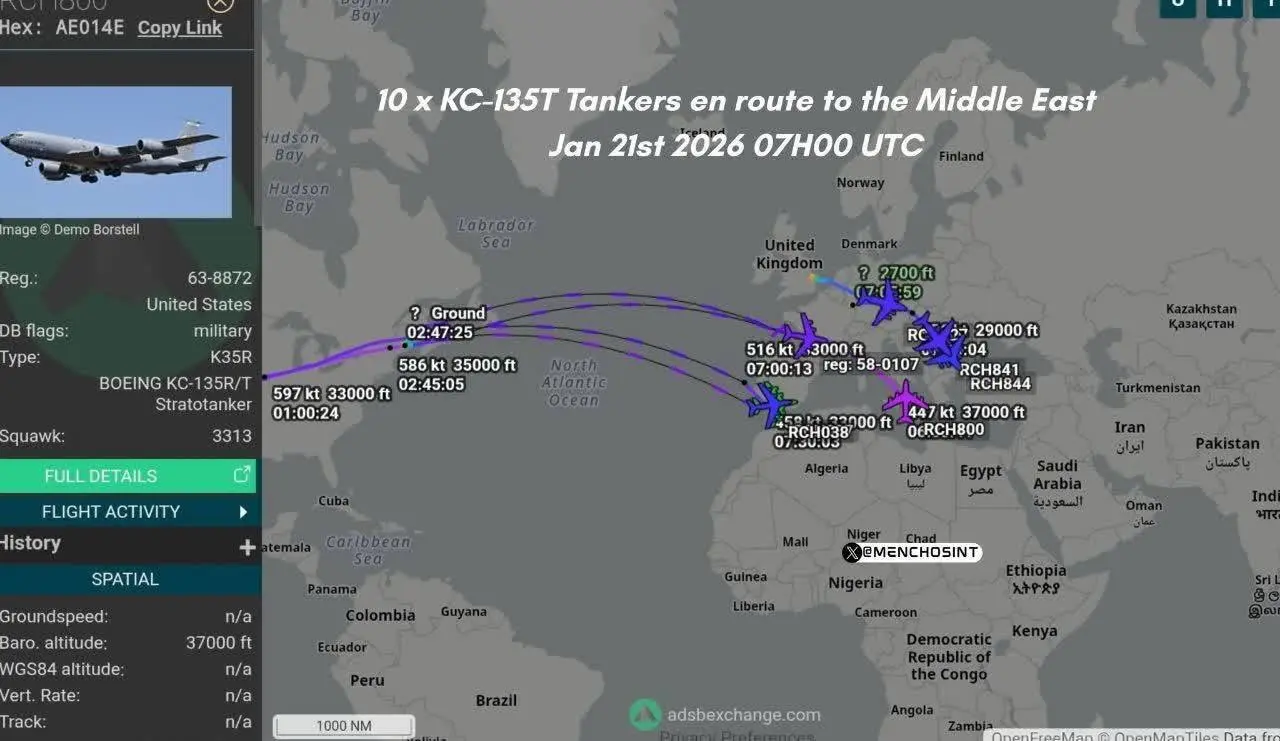 هواپیماهای سوخترسان آمریکا در راه خاورمیانه/ ماجرا چیست؟! هواپیماهای سوخترسان آمریکا در راه خاورمیانه/ ماجرا چیست؟!