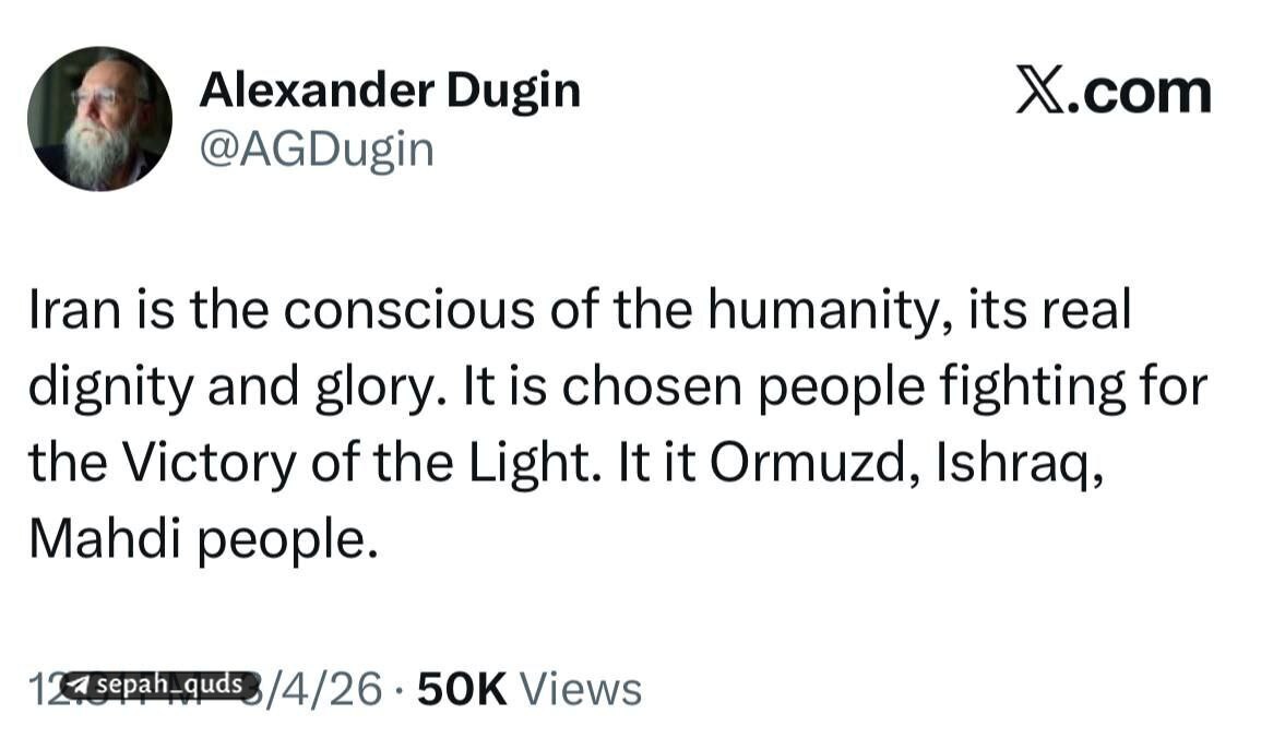 الکساندر دوگین: ایران وجدان بشریت است