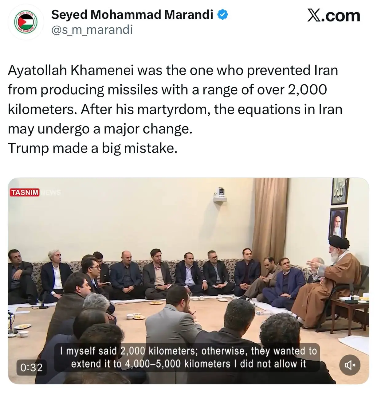 مرندی: ترامپ اشتباه بزرگی مرتکب شد/ بعد از شهادت آیت‌الله خامنه‌ای معادلات موشکی در ایران تغییر بزرگی کند