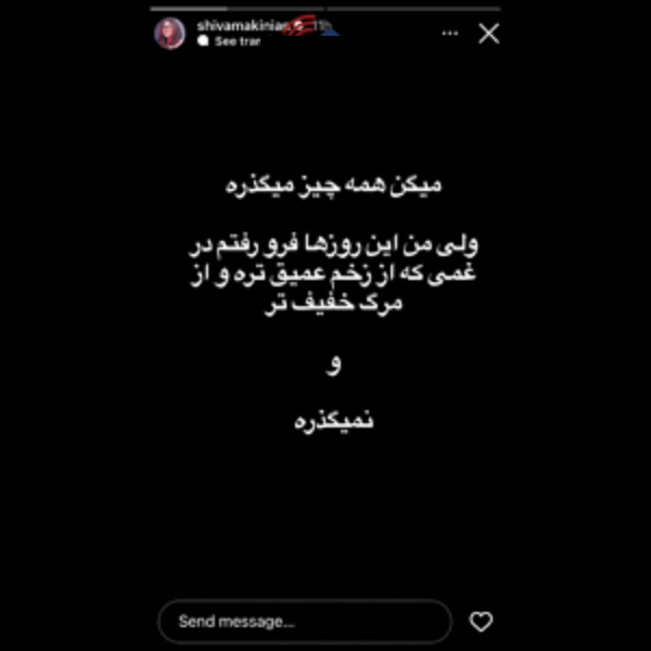 استوری تلخ شیوامکی‌نیان از حال‌وهوای این روزهایش