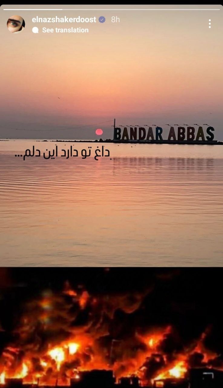 عکس/استوری خاص الناز شاکردوست برای همدردی با مردم بندرعباس