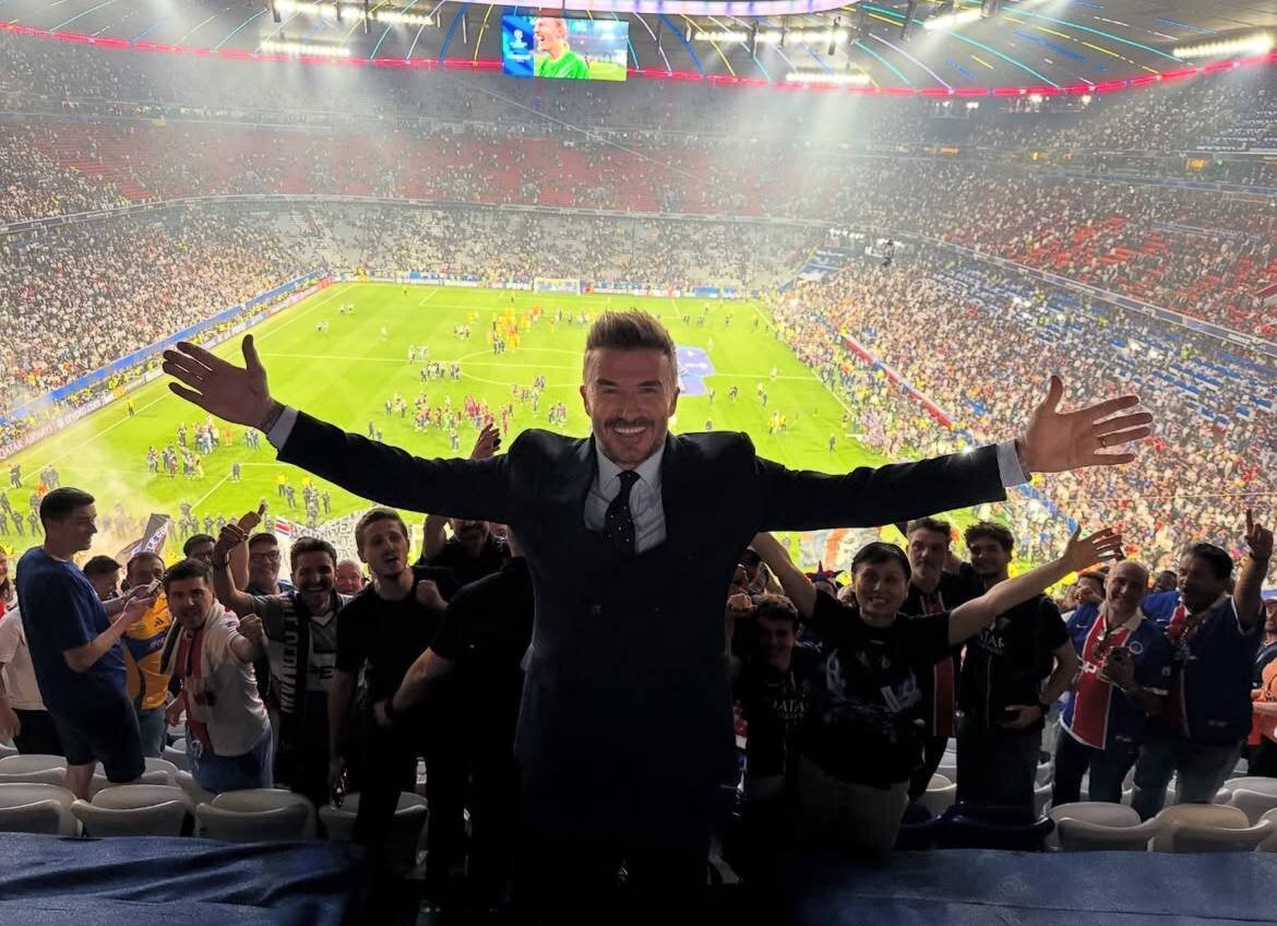 عکس/ژست خاص دیوید بکام پس از قهرمانی پاری‌سن‌ژرمن