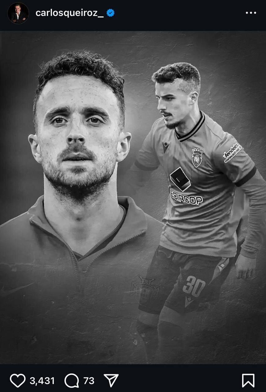 عکس/پیام تسلیت کیروش برای درگذشت تلخ ژوتا عکس/پیام تسلیت کیروش برای درگذشت تلخ ژوتا