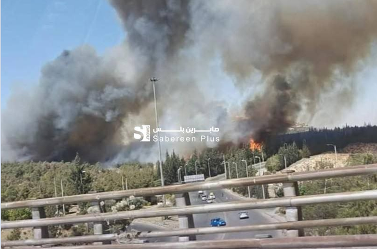 آتش‌سوزی در نزدیکی کاخ ریاست جمهوری سوریه