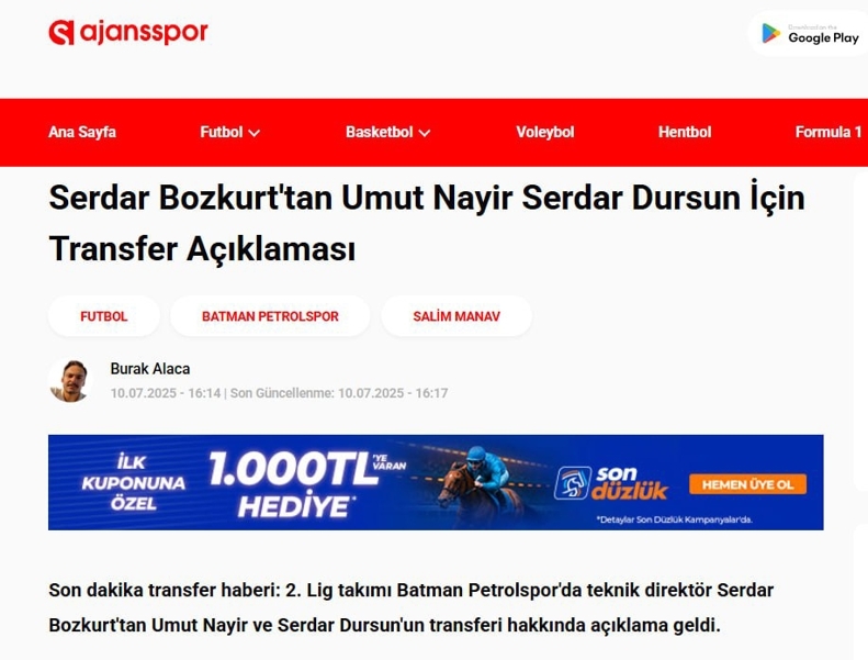 باشگاه لیگ یک ترکیه سردار را نخواست