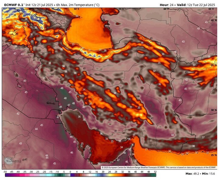 هواشناسی 1404/5/1؛ هوای گرم ادامه می‌یابد / افزایش دما تا 52 درجه‌ در برخی استان ها