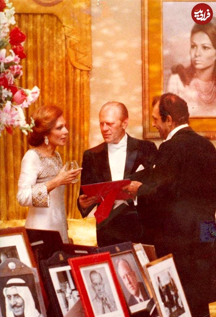 عکس/ سفارت ایران در واشنگتن سال ۵۴؛ دیدار اردشیر زاهدی، فرح پهلوی و جرالد فورد