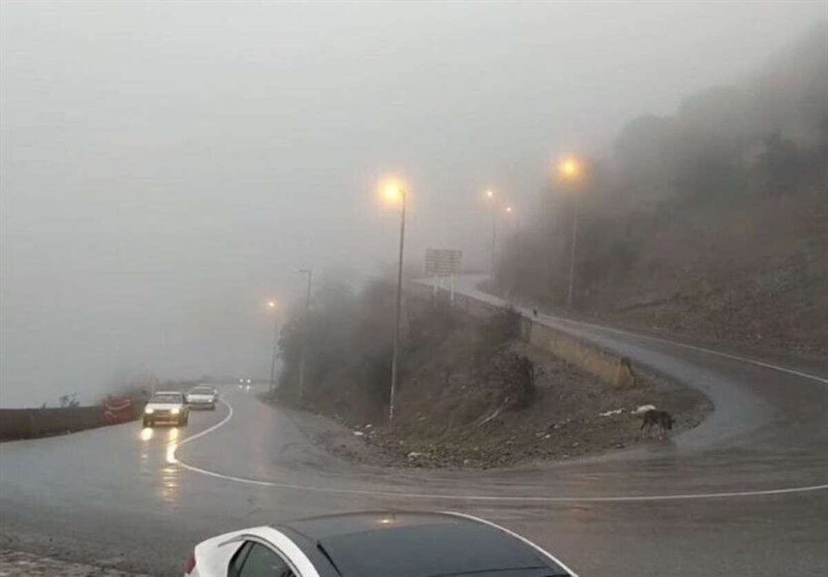 مه‌گرفتگی و باران در جاده‌های ۲ استان