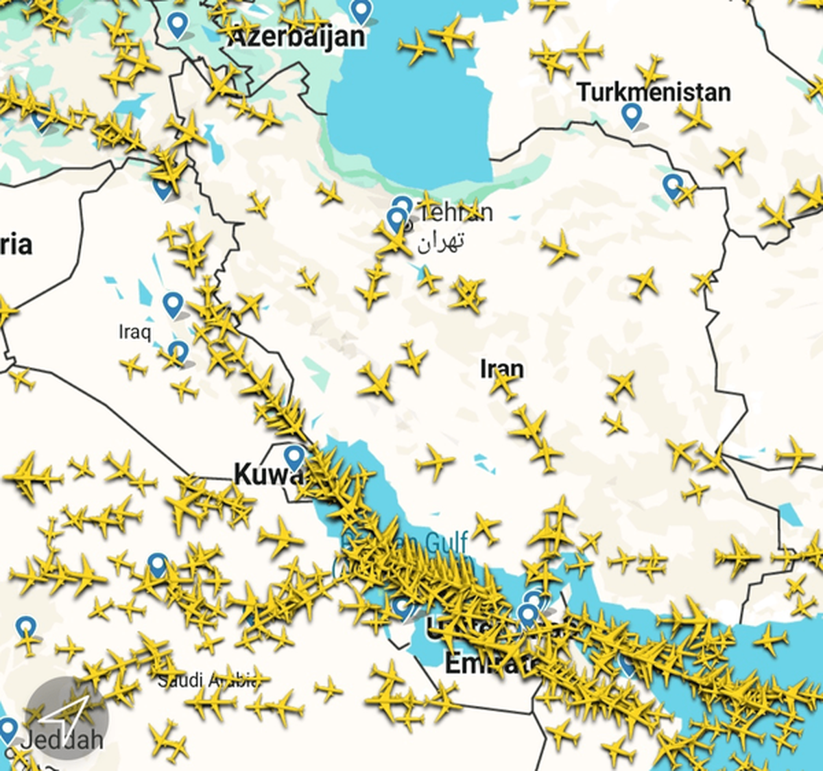 نقشه وضعیت آسمان ایران و عراق