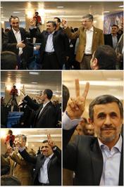 احمدی‌نژاد و یارانش در ستاد انتخابات کشور