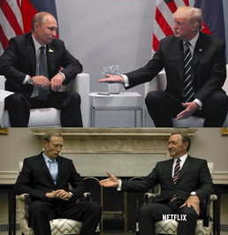 مشابهت صحنه دست دادن رهبران آمریکا و روسیه با صحنه ای مشابه از یک سریال پرمخاطب آمریکایی