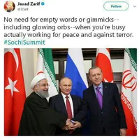 کنایه سنگین ظریف به عربستان و ترامپ+عکس