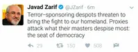 توئيت ظریف در انتقاد از عربستان