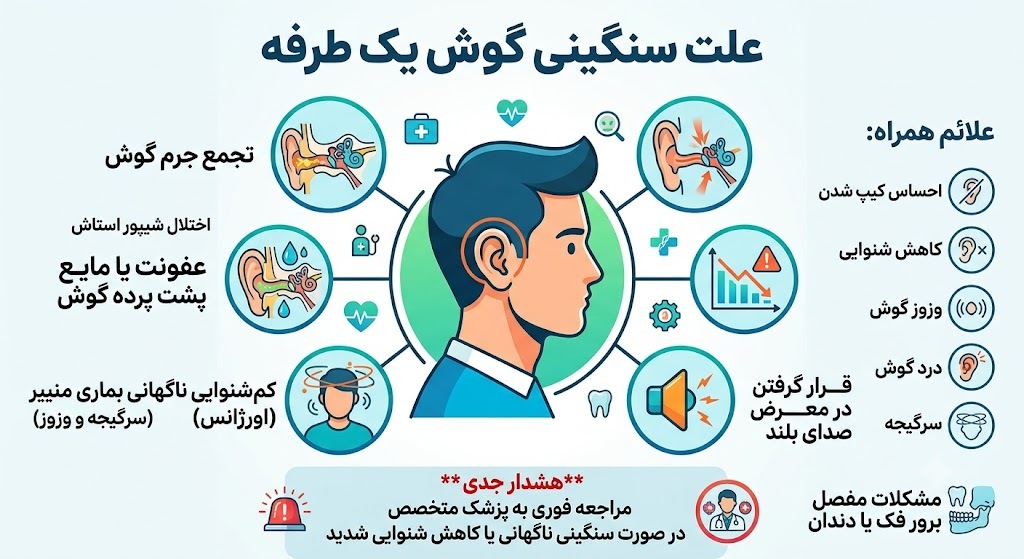 علت سنگینی گوش یکطرفه