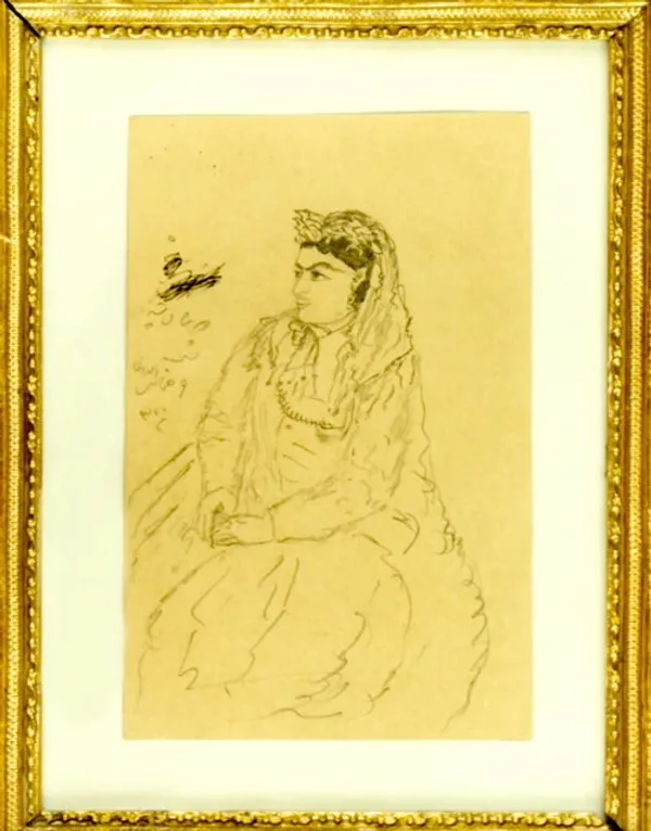 یکی از زنان دربار قاجار، اثر ناصرالدین شاه
