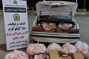 کشف ۱۸۰ کیلوگرم فرآورده‌ مرغ غیربهداشتی در میانه

 