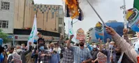 پرچم اسرائیل در تهران به آتش کشیده شد!