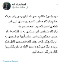 ‏توییت تازه علی مطهری در واکنش به فوت دختر آبی