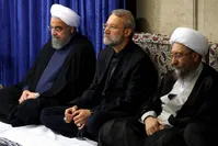 رئیس‌جمهور و روسای مجلس و قوه قضائیه در دیدار با رهبر انقلاب/تصویر