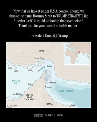 کاخ سفید نام تنگه هرمز را تغییر داد!