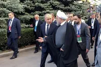 عکس| قدم زدن روحانی و پوتین در ایروان