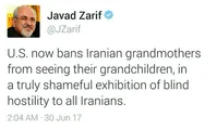 واکنش ظریف به اجرای فرمان نژادپرستانه ترامپ؛ آمریکا مادربزرگ‌های ایرانی را از دیدن نوه‌هایشان محروم می‌کند/شرم‌آور است